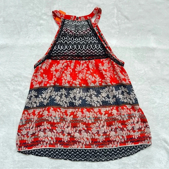 MEADOW RUE‎ Women Top Small Red Black Eyelet Sheer Boho Casual Summer Outdoor - Picture 6 of 17